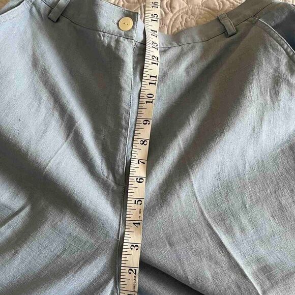 SUSAN BRISTOL Linen grey-blue pants with high waist size 12 - Picture 8 of 14